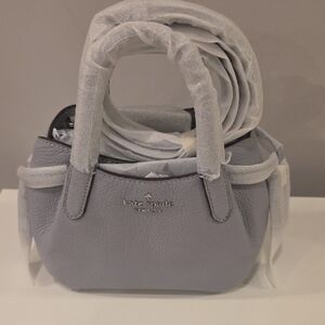 NWT Kate Spade Pebbled Leather Mini Dumpling Satchel In Mountain Grey Color